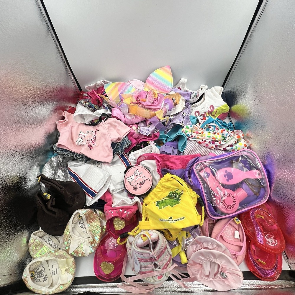 Lot of 53 Build a Bear BAB Clothes and Accessories Mixed Shoes Dresses Hairdryer